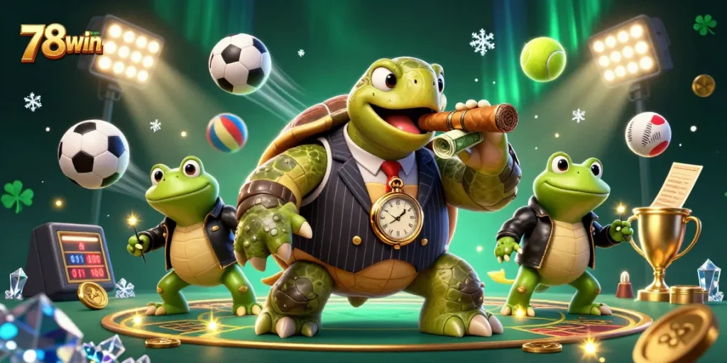 Engage with thrilling games at 78win featuring a lively gaming scene with animated characters.
