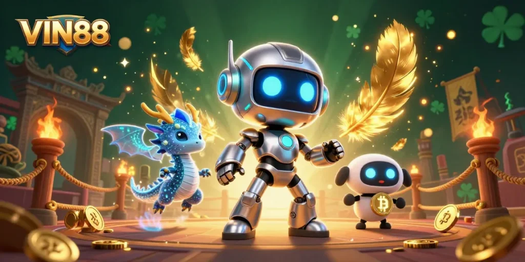 Engage with thrilling gaming action at VIN88 featuring a futuristic casino scene