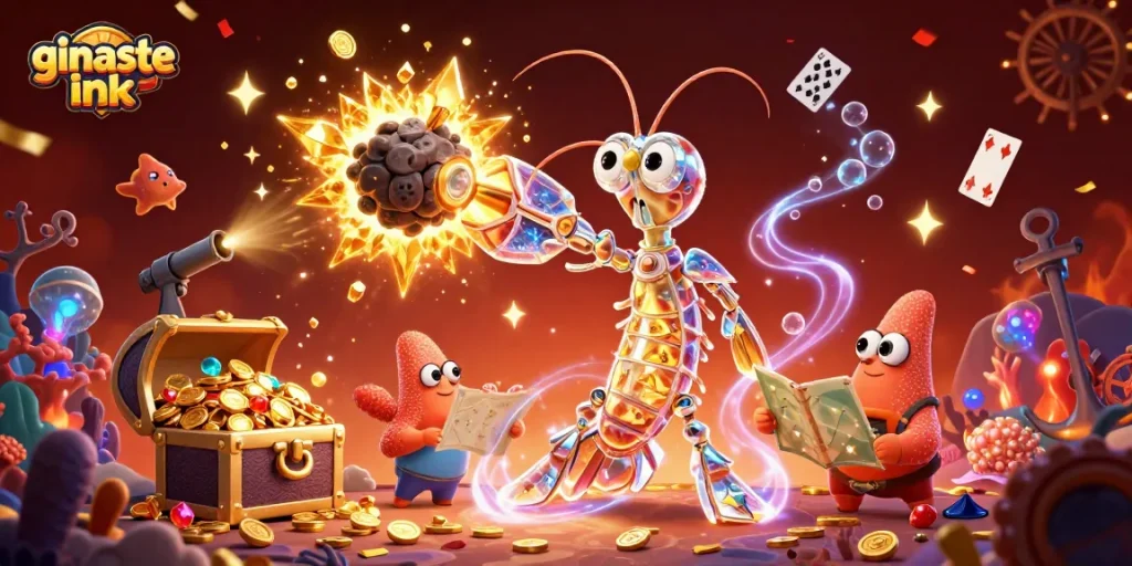Activating ginaste ink gaming with underwater treasures and vibrant elements in a dynamic scene.